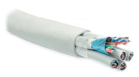 Кабель витая пара Hyperline Cat5 F/UTP, FUTP24W-C5-S24-IN-LSZH-GY, (FTP24W-C5-SOLID-IN-LSZH)  экранированная Фото