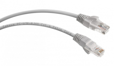 Cabeus PC-UTP-RJ45-Cat.6-1m Патч-корд U/UTP, категория 6, 2xRJ45/8p8c, неэкранированный, серый, PVC, Фото