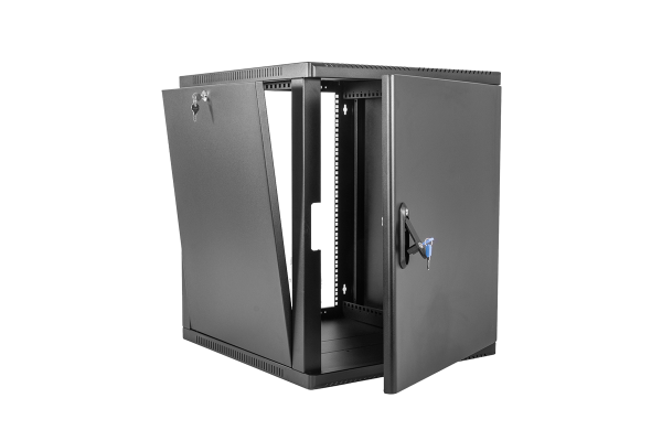 Шкаф телекоммуникационный настенный сварной 12U (600 × 350) съёмные стенки, дверь металл, чёрный Фото