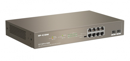 G1110P-8-150W Неуправляемый 10-портовый PoE коммутатор IP-COM c 8 портами PoE GE 10/100/1000 Мбит/с, 2 SFP 100/1000 Мбит/с Фото