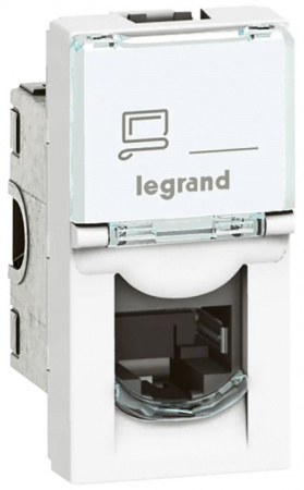LEGRAND 076551 Модуль розетки компьютерной RJ-45, кат. 5e, UTP, 1М, белый, Mosaic Фото