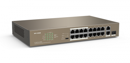F1118P-16-150W Неуправляемый PoE коммутатор с 16 PoE портами, 2 гигабитными портами и 1 SFP combo портом Фото F1118P-16-150W Неуправляемый PoE коммутатор с 16 PoE портами, 2 гигабитными портами и 1 SFP combo портом Фото