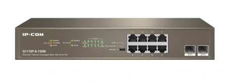 G1110P-8-150W Неуправляемый 10-портовый PoE коммутатор IP-COM c 8 портами PoE GE 10/100/1000 Мбит/с, 2 SFP 100/1000 Мбит/с Фото