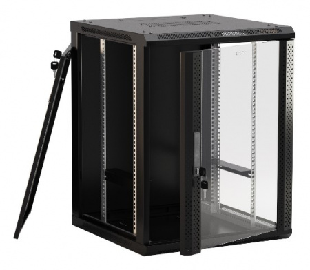 Hyperline TWB-FC-1566-GP-RAL9004 Шкаф настенный 19-дюймовый (19