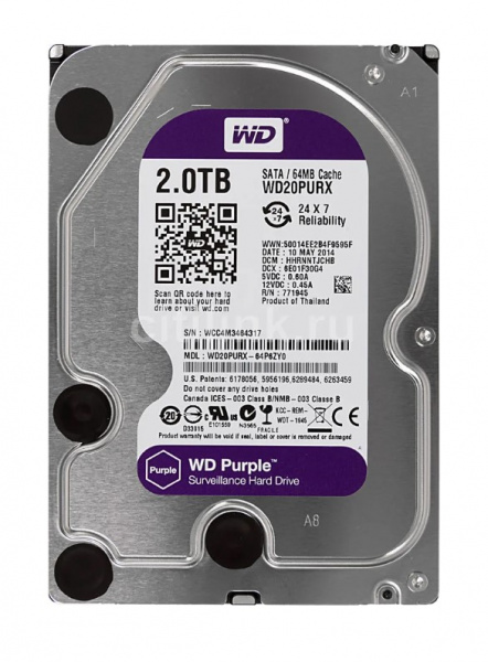 Жесткий диск 2TB WD Purple WD20PURX SATA III Фото