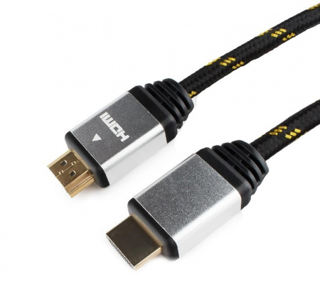 Кабель HDMI Konoos, 1м, v1.4, 19M/19M, алюмин корпус, черный, нейлоновая оплетка, позол.разъемы Фото