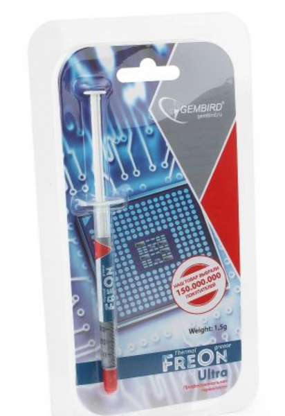 Термопаста Gembird FreOn Ultra GF-21-1.5 для радиаторов, 1,5 г, шприц Фото Термопаста Gembird FreOn Ultra GF-21-1.5 для радиаторов, 1,5 г, шприц Фото