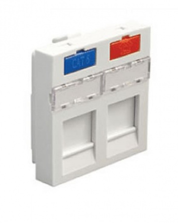 Ecoplast Модуль адаптер розетки информационной, 45x45, RJ, 2 входа 87002 Фото