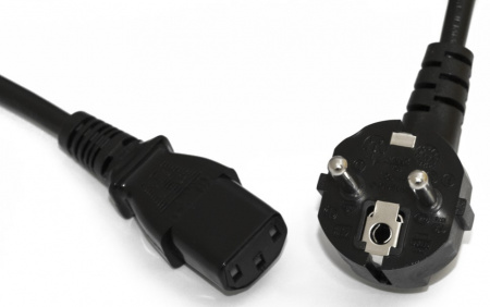 Hyperline PWC-IEC13-SHM-3.0-BK Кабель питания компьютера (Schuko+C13) (3x1.00), 10A, угловая вилка Фото
