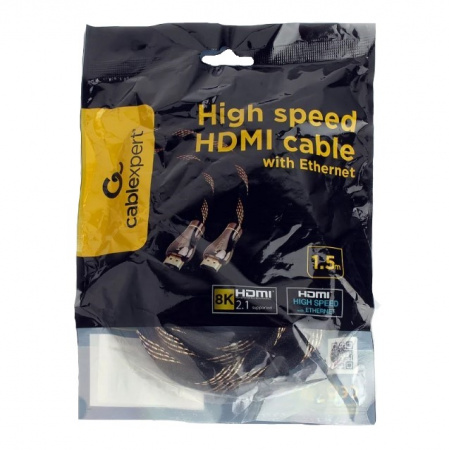 Кабель HDMI Cablexpert CCP-HDMI8K-1.5M, 1.5м, v2.1, 8K, 19M/19M, черный, позол.разъемы, экран, пакет Фото