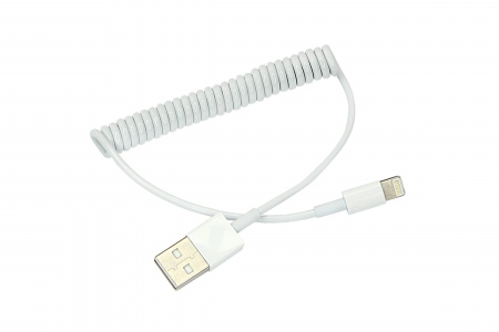 USB кабель для iPhone 5/6/7 моделей шнур спираль 1 м белый Фото USB кабель для iPhone 5/6/7 моделей шнур спираль 1 м белый Фото