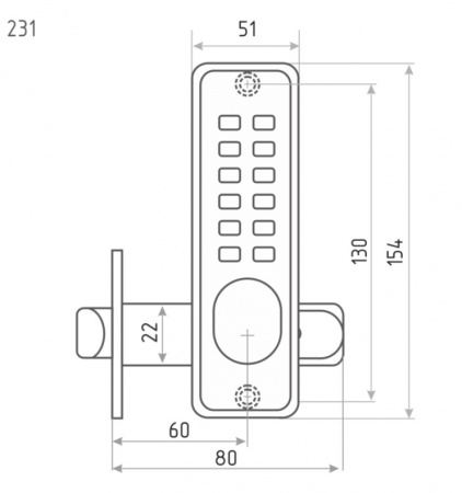 Кодовый замок с фиксатором 231 НОРА-М (черный) Фото