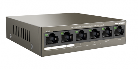 F1106P-4-63W 6-портовый настольный PoE коммутатор 10/100 Мбит/с с 4-портами PoE. Фото F1106P-4-63W 6-портовый настольный PoE коммутатор 10/100 Мбит/с с 4-портами PoE. Фото