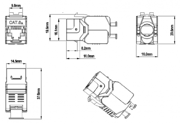 Hyperline KJ8-8P8C-C6A-180-TLS-SH-F-WH Вставка Keystone Jack RJ-45(8P8C), категория 6a (10G) Фото Hyperline KJ8-8P8C-C6A-180-TLS-SH-F-WH Вставка Keystone Jack RJ-45(8P8C), категория 6a (10G) Фото