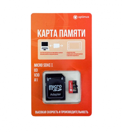 Карта памяти с адаптером Optimus MicroSDXC 64Gb Фото