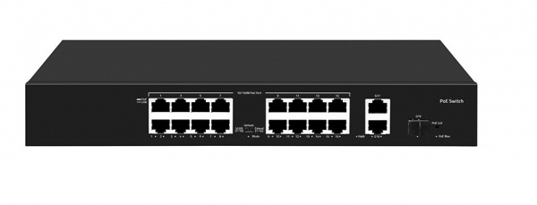 FE-16FPG2S1 18 портовый неуправляемый PoE коммутатор 2x1000 Мбит/с порта Uplink + 1 SFP 1000 Мбит/с порт Фото