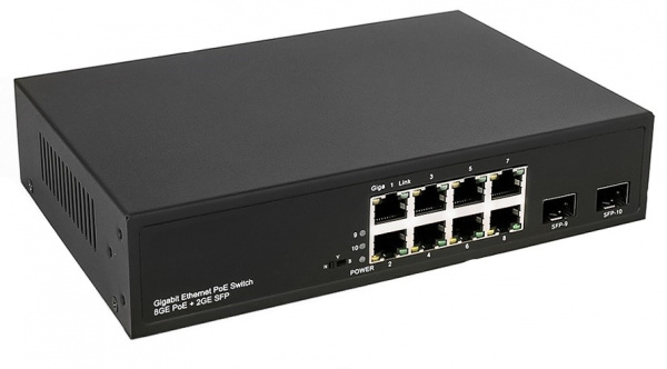 NS-SW-8G2G-P PoE коммутатор Gigabit Ethernet на 8 RJ45 + 2 SFP порта Фото