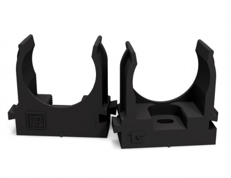 Крепеж-клипса для труб D=16 мм черный, Промрукав (100 шт/уп) Фото