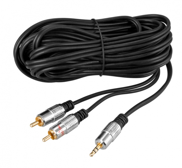 Шнур Стерео 3,5 мм - 2 RCA, длина 5 метров (GOLD-металл) REXANT Фото Шнур Стерео 3,5 мм - 2 RCA, длина 5 метров (GOLD-металл) REXANT Фото
