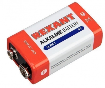 Алкалиновая батарейка 6LR61 («Крона») 9 V 1 шт. блистер REXANT Фото