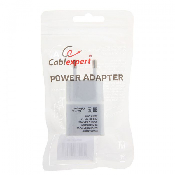 Адаптер питания Cablexpert MP3A-PC-09 100/220V - 5V USB 1 порт, 1A, белый Фото