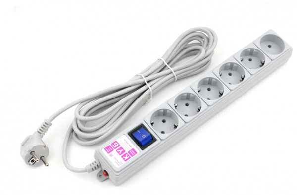 Фильтр-удл. PC 5м 6р, серый 16А/3,5кВт Фото Фильтр-удл. PC 5м 6р, серый 16А/3,5кВт Фото