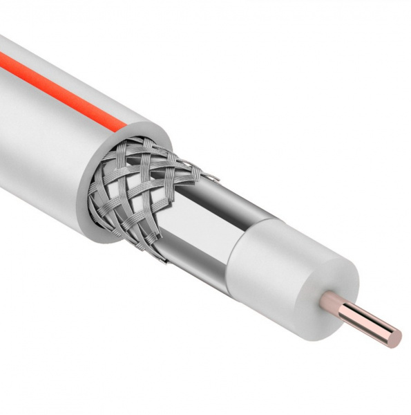 Кабель коаксиальный PROconnect SAT 50 M, Cu/Al/Cu, 64%, 75 Ом, бухта 100 м, белый Фото