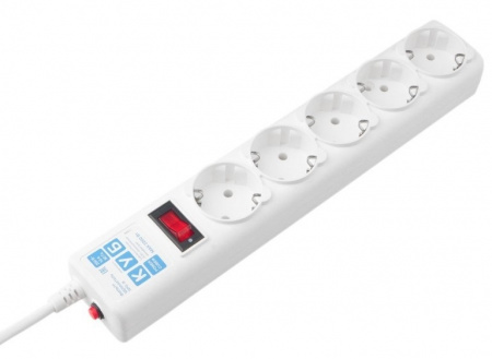 SPG-B-10-WHITE Фильтр-удлинитель PC 3м 5р, бел. 10А/2,2кВт Фото