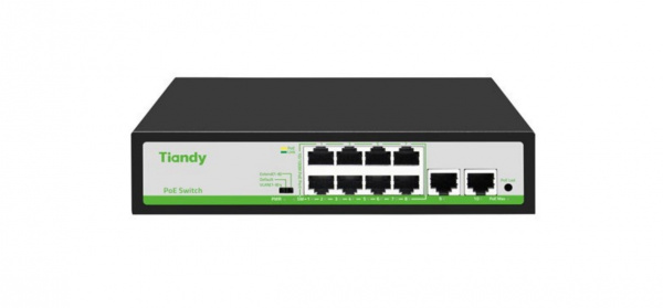 TC-P3S010 Spec:F/0820/AT/90 Неуправляемый РоЕ коммутатор, 10 портов (8 РоЕ RJ-45 х100Мбит/с + 2 Uplink RJ-45 х100Мбит/с) Фото
