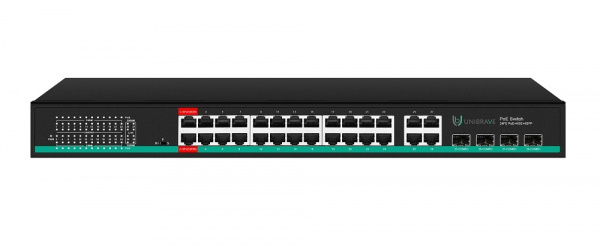 UB-SW-24F4G4SFP-400 Pro Неуправляемый коммутатор Unibrave с поддержкой PoE на 24 порта, 4Uplink и 4SFP-портами (400 Вт) Фото