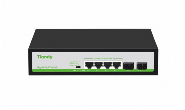 TC-P3S06 Spec:H/0402/AT/60 Неуправляемый РоЕ коммутатор, 8 портов (4 РоЕ 1Гбит/с + 2 Uplink SFP 1Гбит/с) Фото