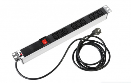 Блок розеток Rem-16 с выкл., 16A, алюм., 19