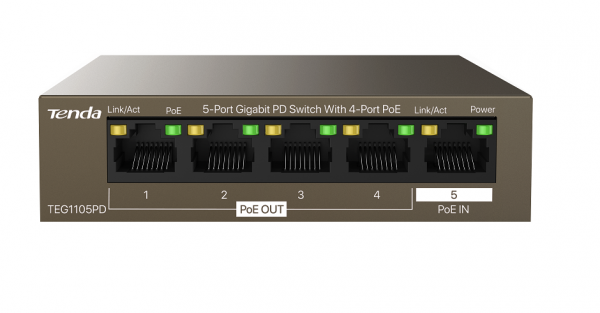 TEG1105PD 5-Портовый гигабитный PD-PoE коммутатор (питается от PoE) с 4 портами PoE Фото